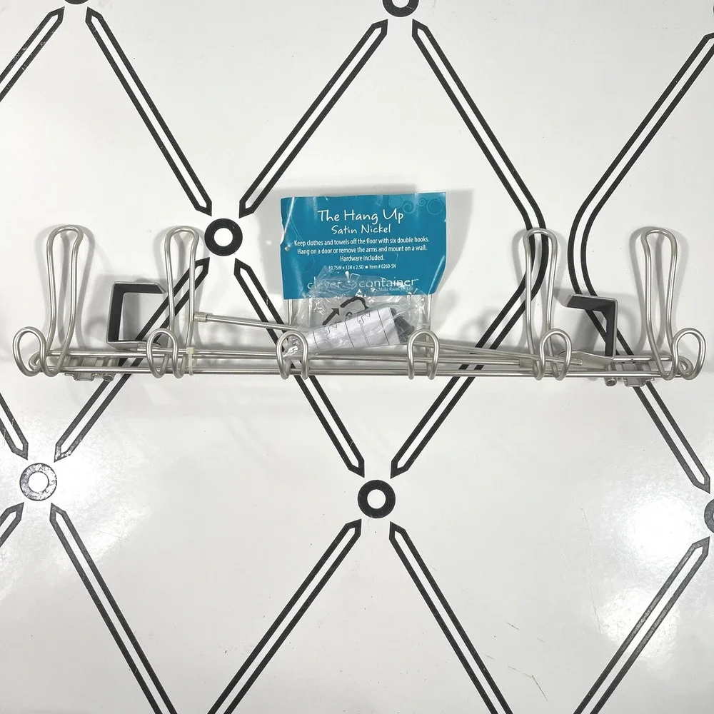 Satin Nickel Over‎ The Door Hook Rack Six Double Hooks Wall Mount